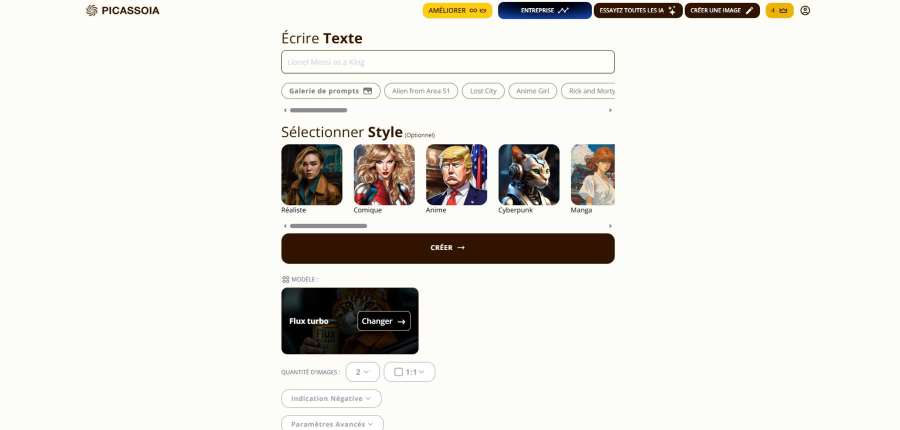 interface conviviale du générateur de copine virtuelle de Picassoia