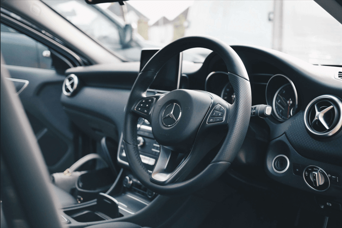 interior photography of a benz car