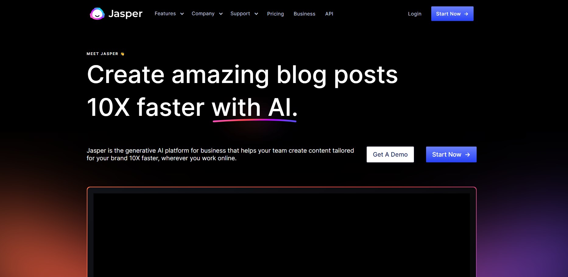 Jasper ai writing tool homepage