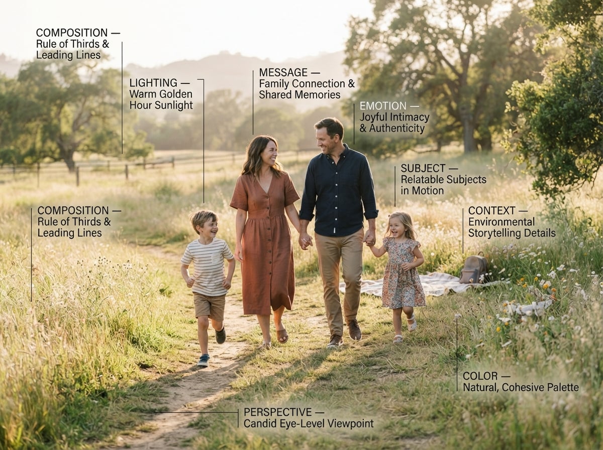 a family image to show key elements of visual storytelling
