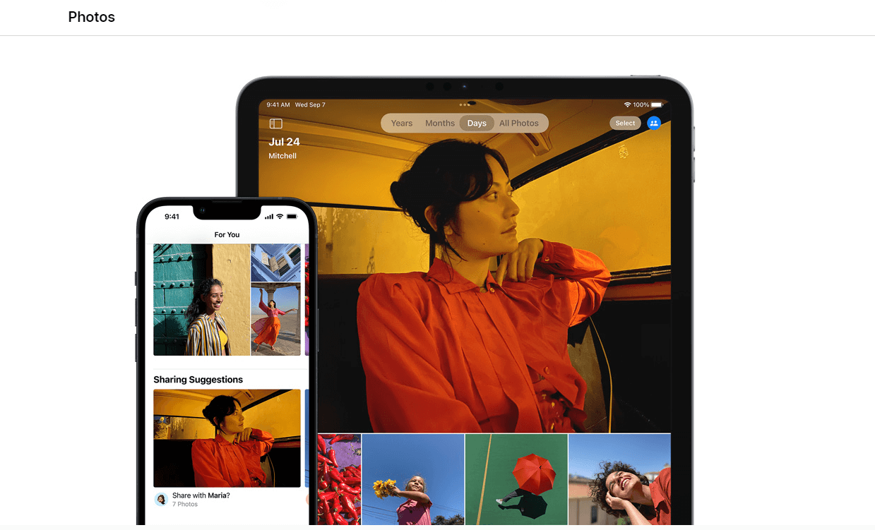 landing page of Apple Photos