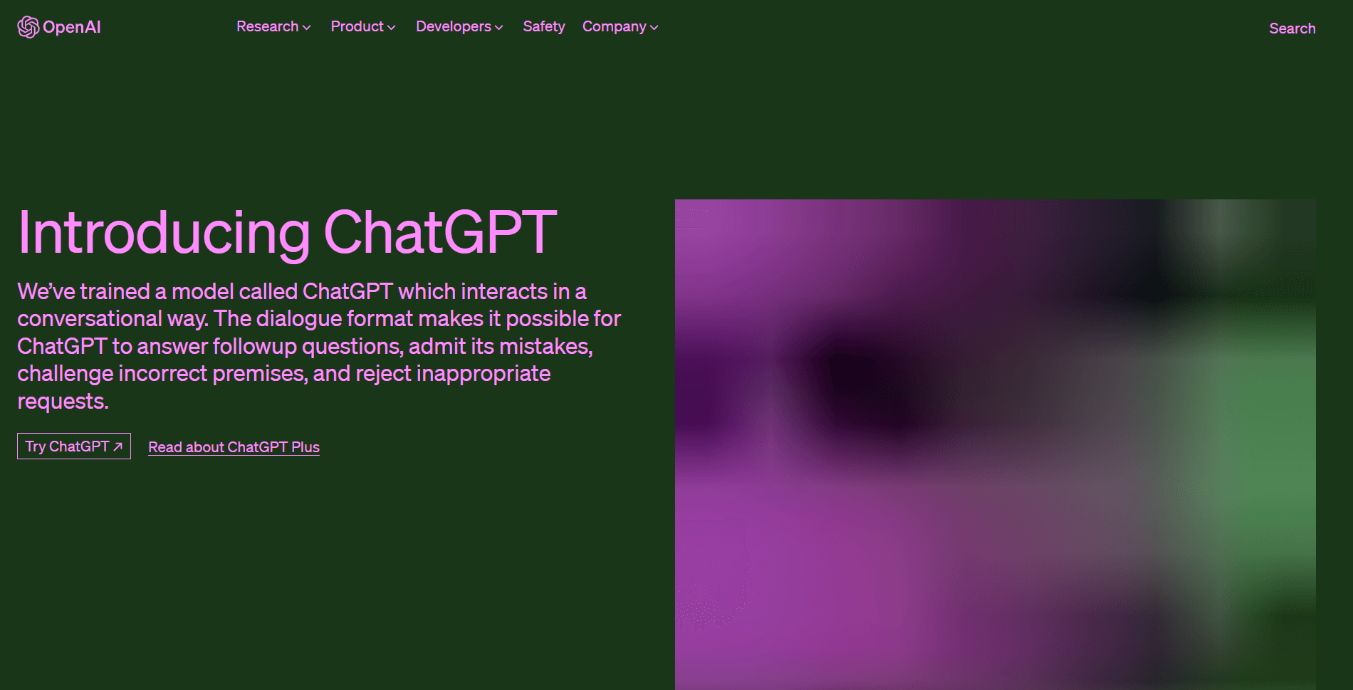 landing page of ChatGPT