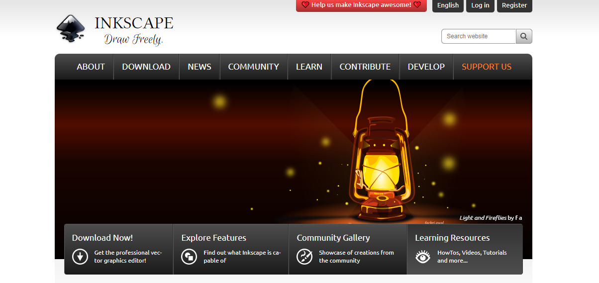 landing page of Inkscape