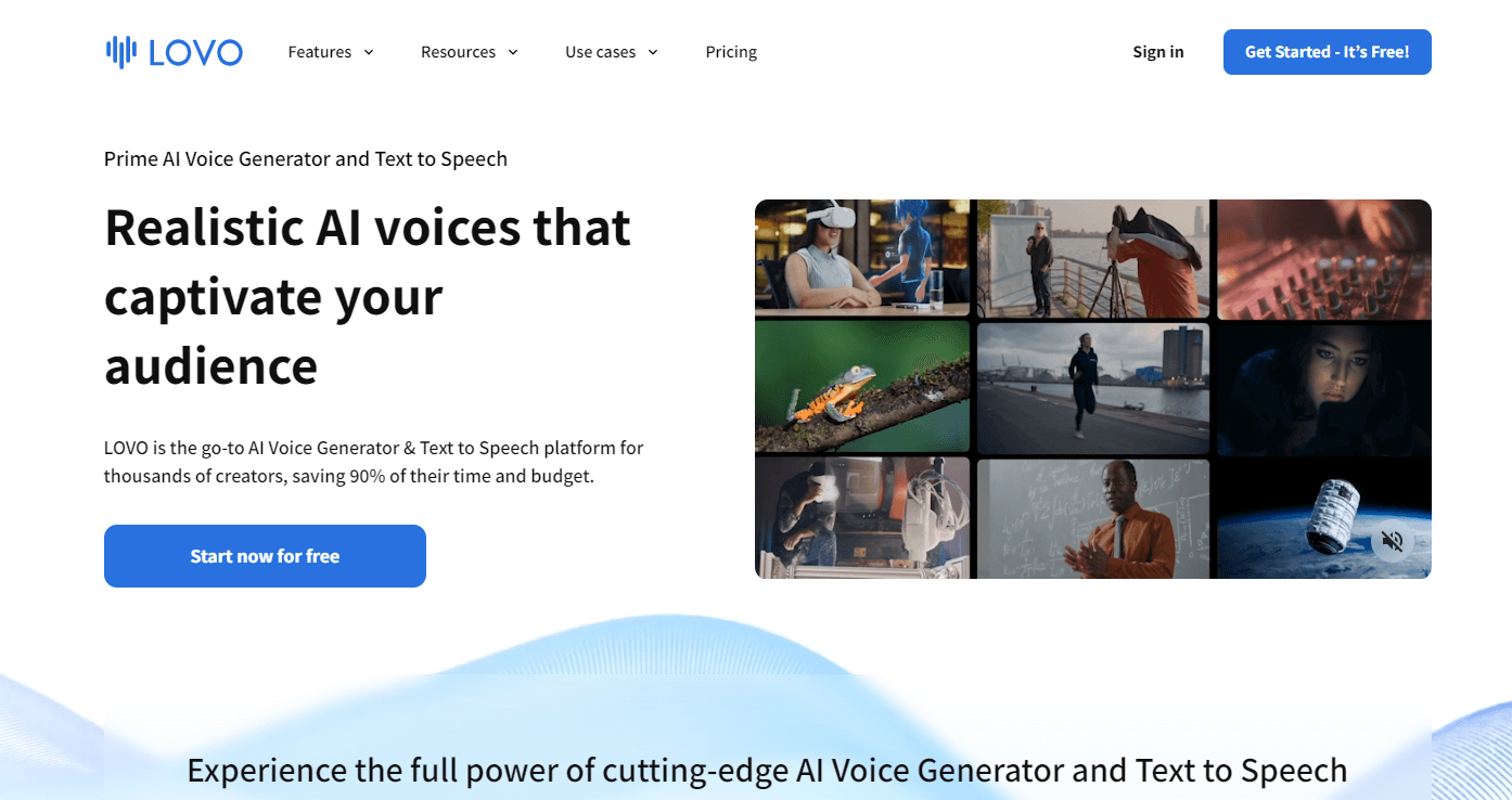 landing page of lovo.ai