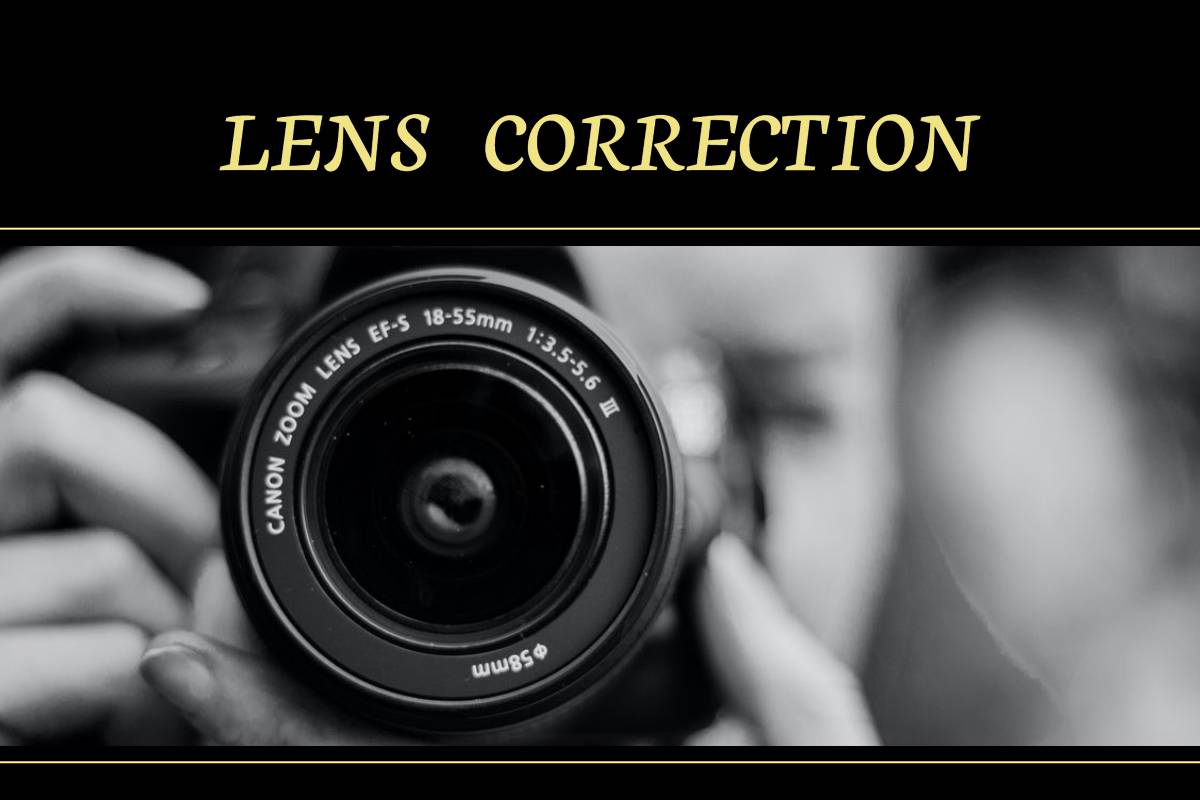 lens correction banner with black camera