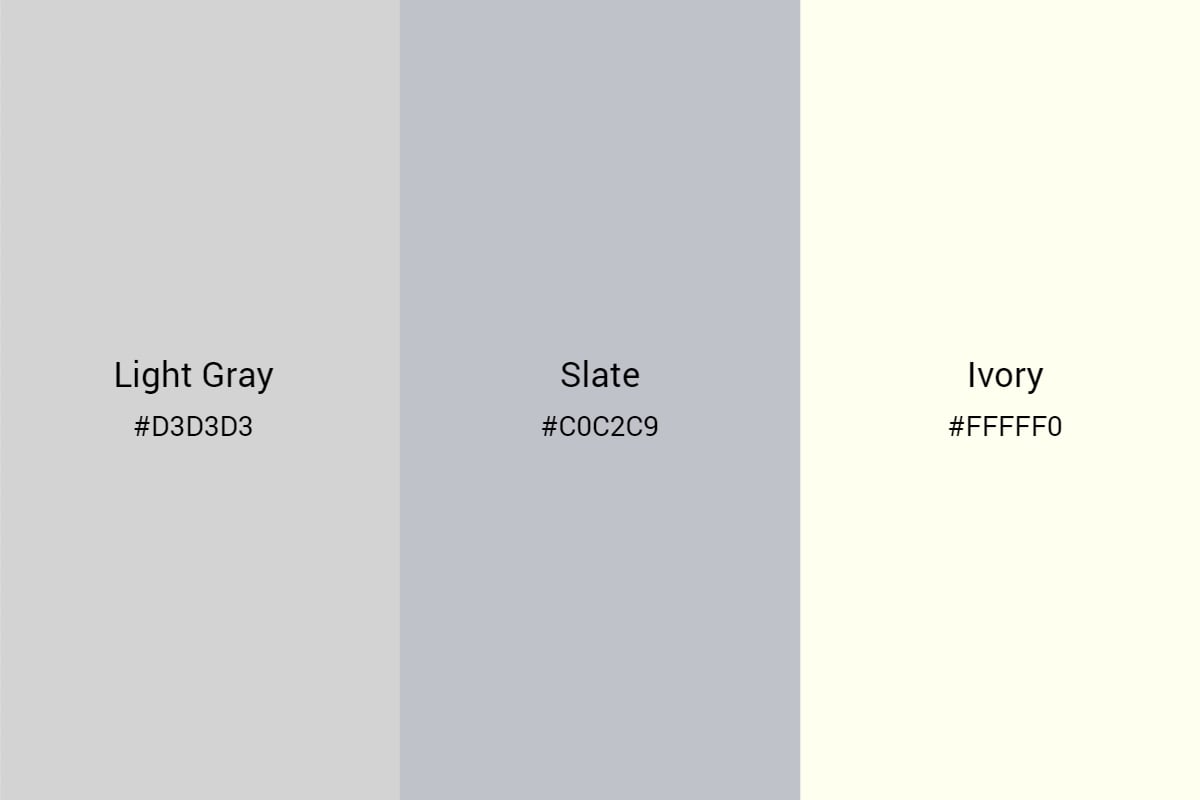 light gray, slate, and ivory