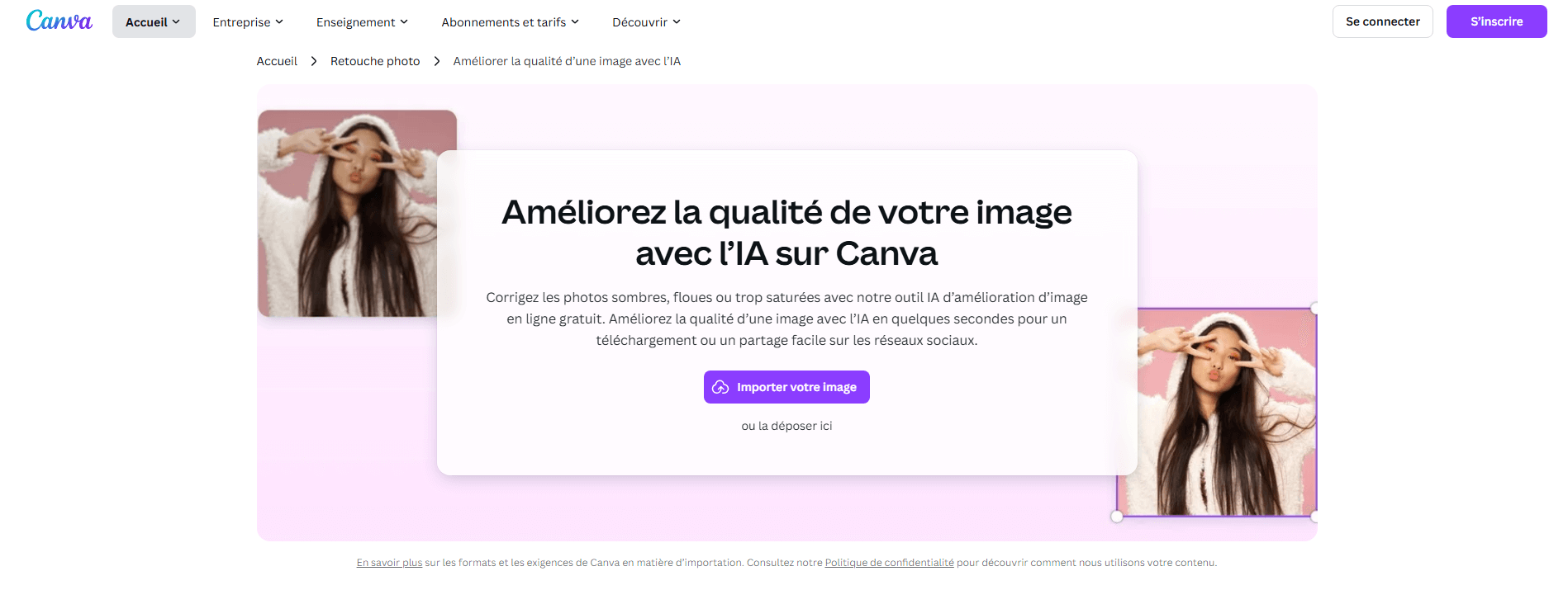 logiciel pour depixeliser une image avec canva