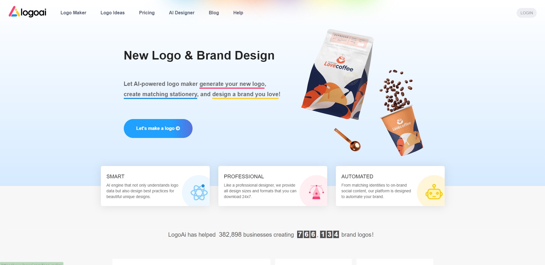 logoai logo generator homepage