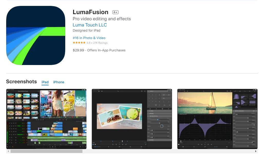 Under edit. LUMAFUSION. CAPCUT - Video Editor.