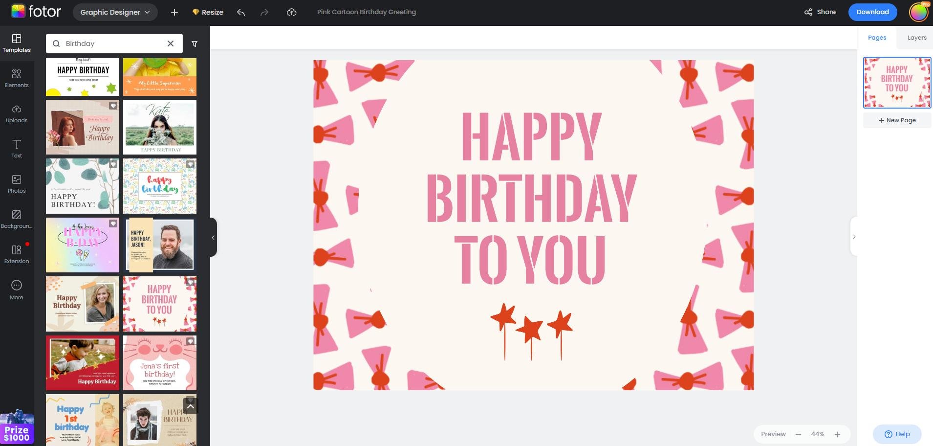 make a birthday card in fotor's online card maker