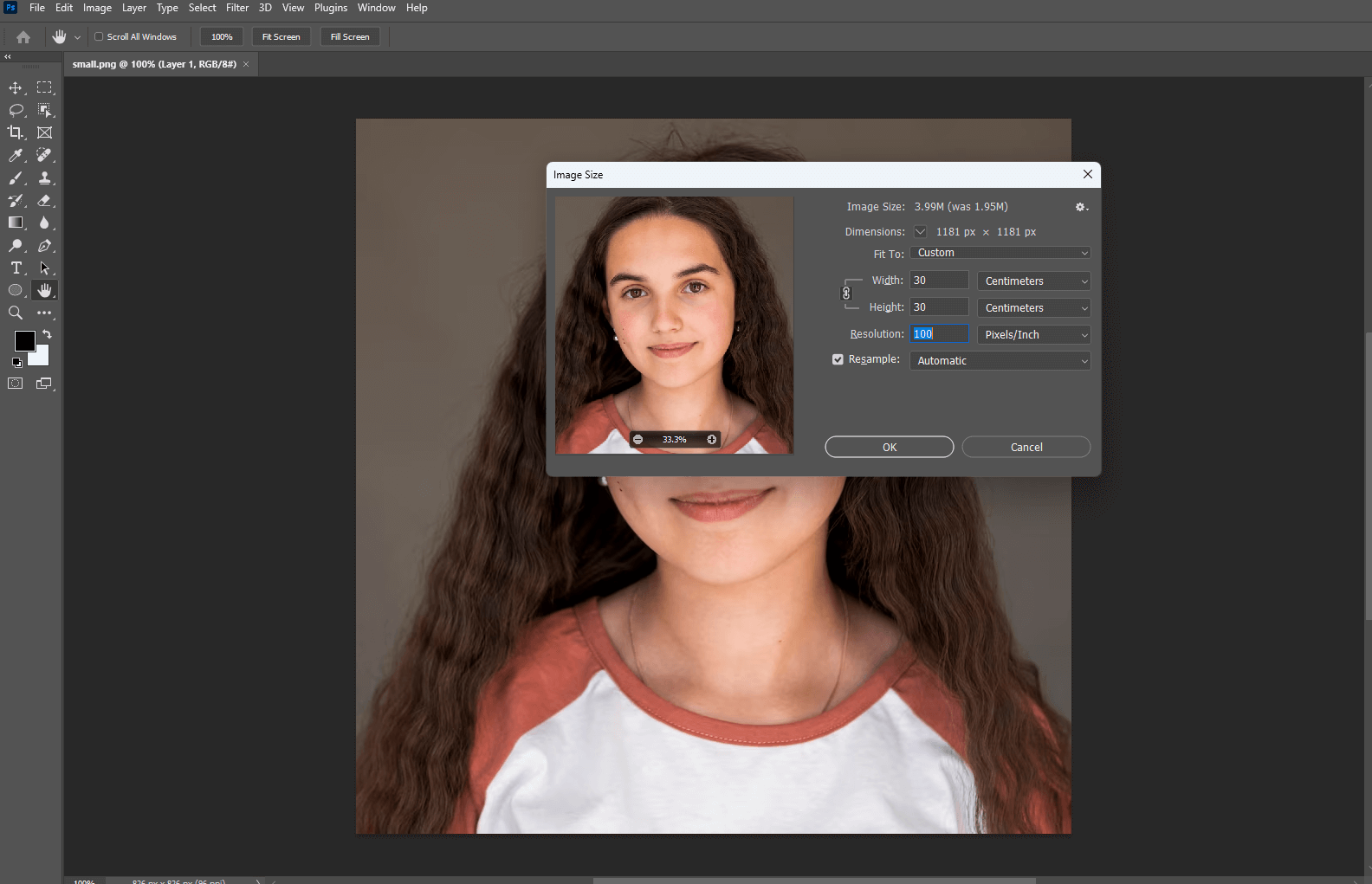 make a girl image bigger and clear in photoshop