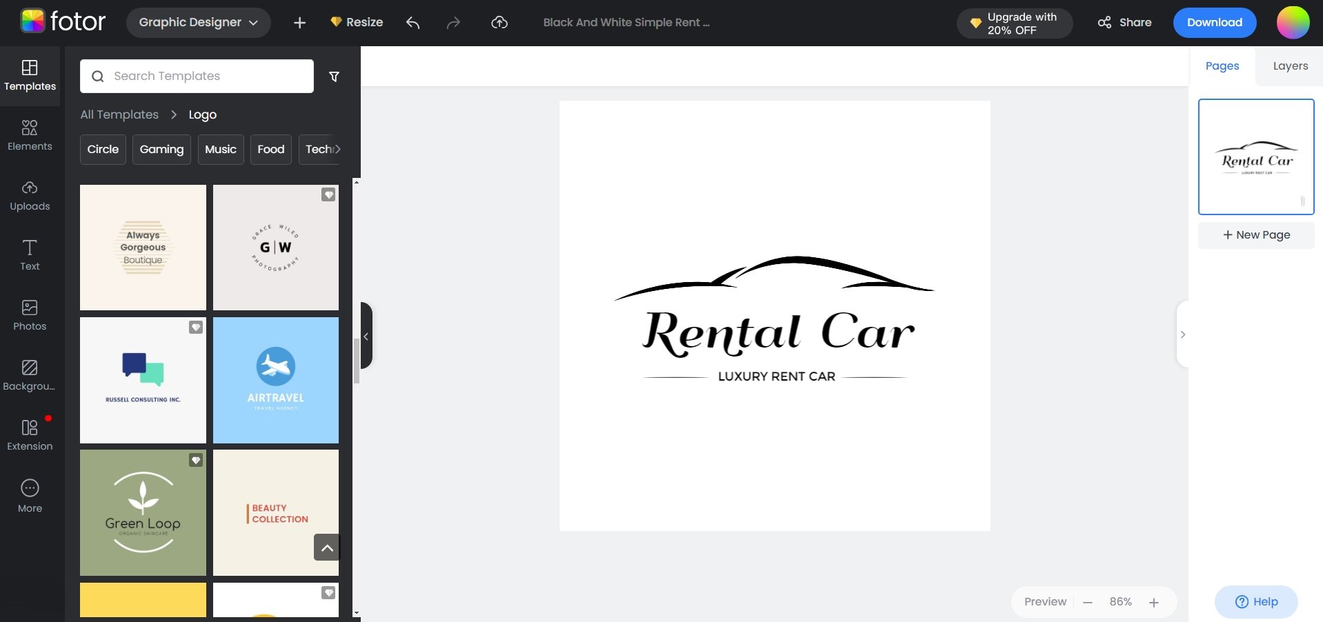 make a rental car logo in fotor