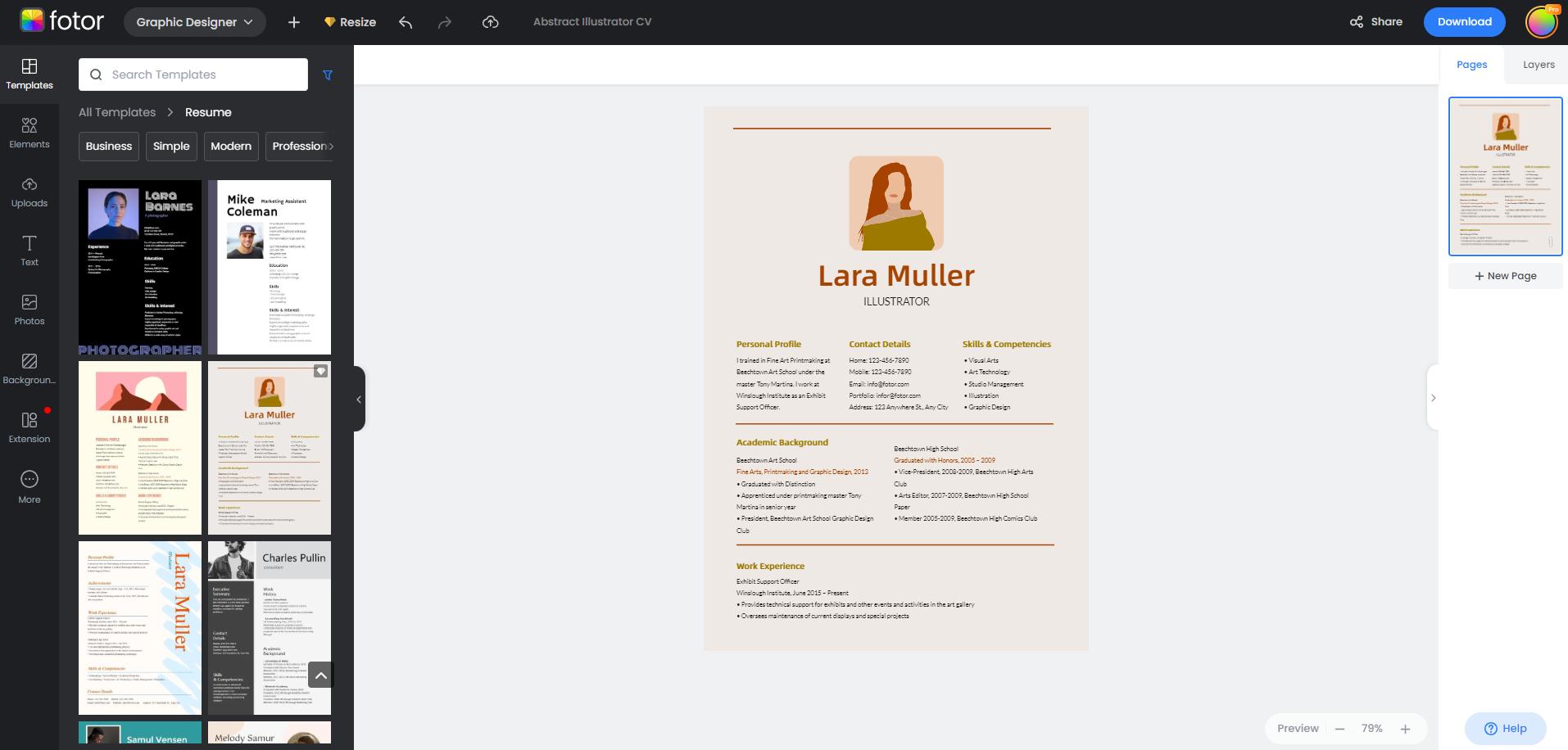 make a resume online with fotor