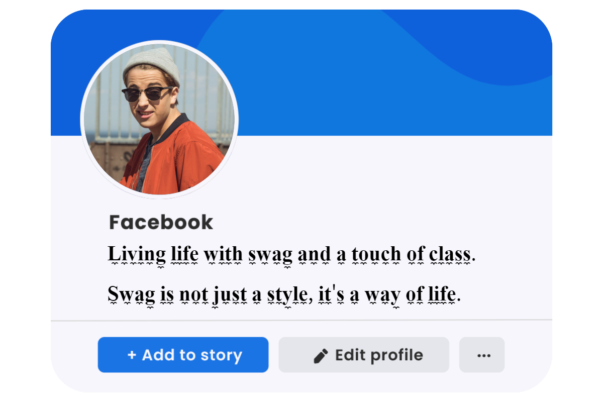 male facebook profile with swag attitude bio