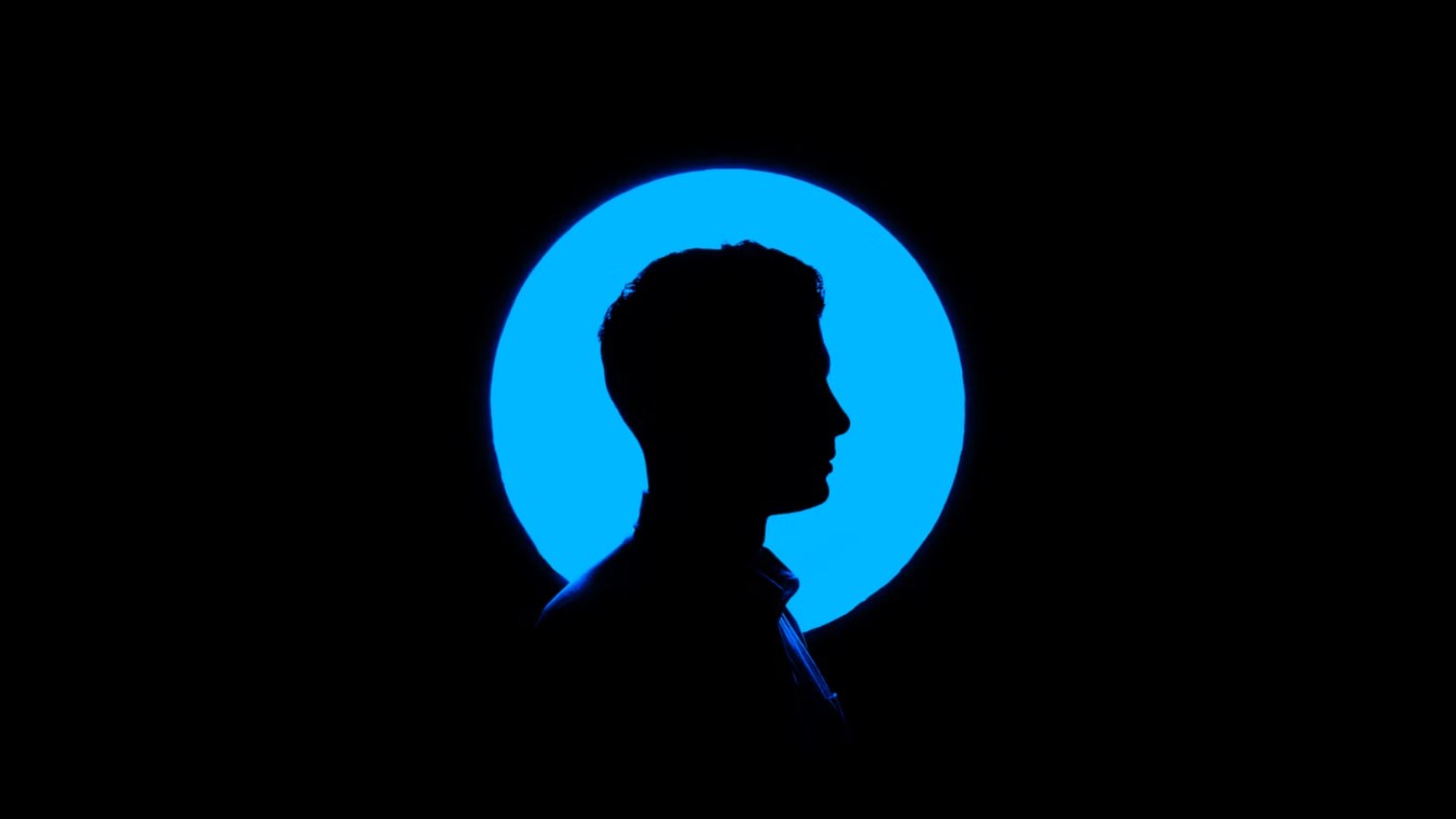 man silhouette image with blue circle background