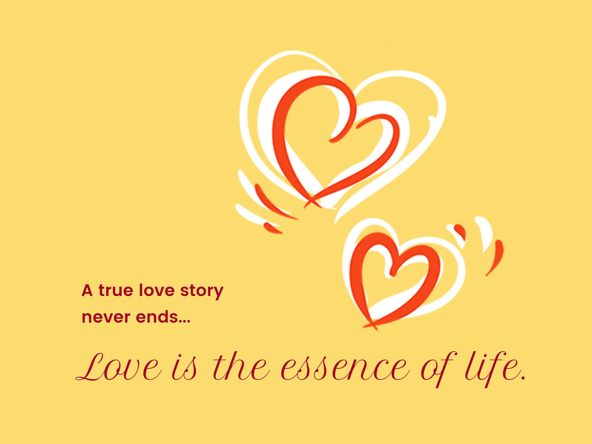 meaningful short quotes about life and love with yellow backdrop and heart