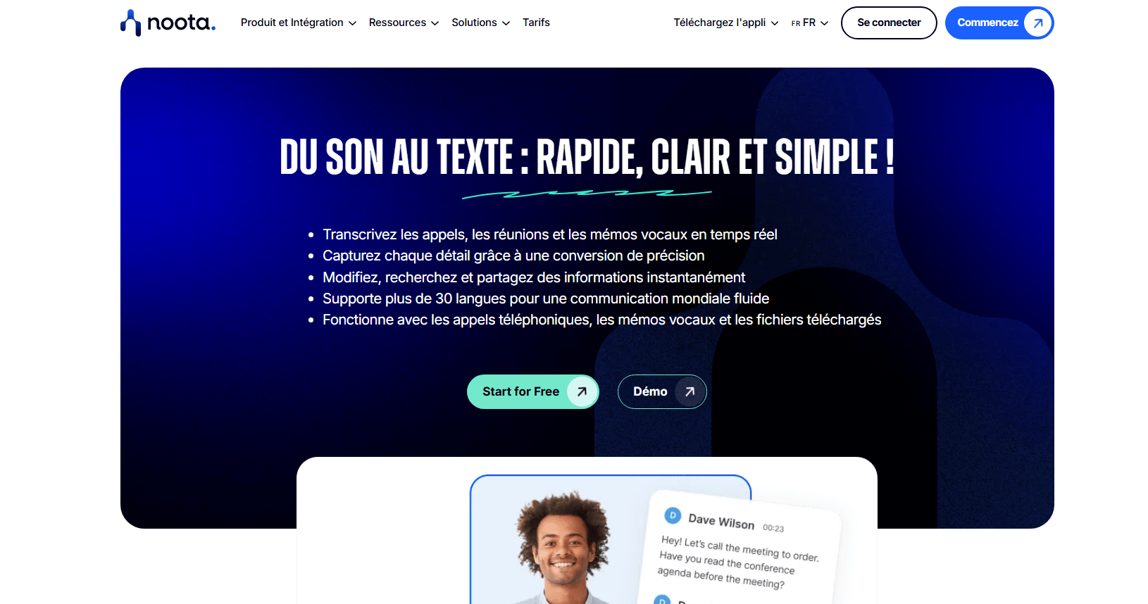 noota pour transcrire un audio