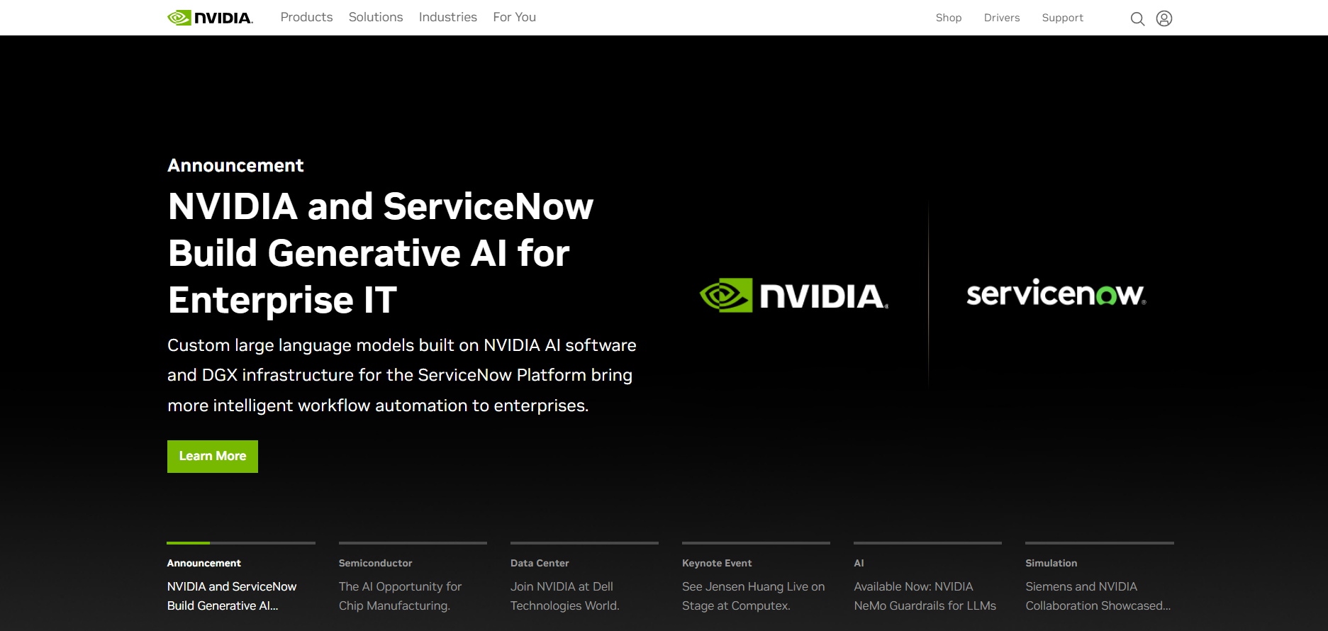 nvidia ai platform homepage overview