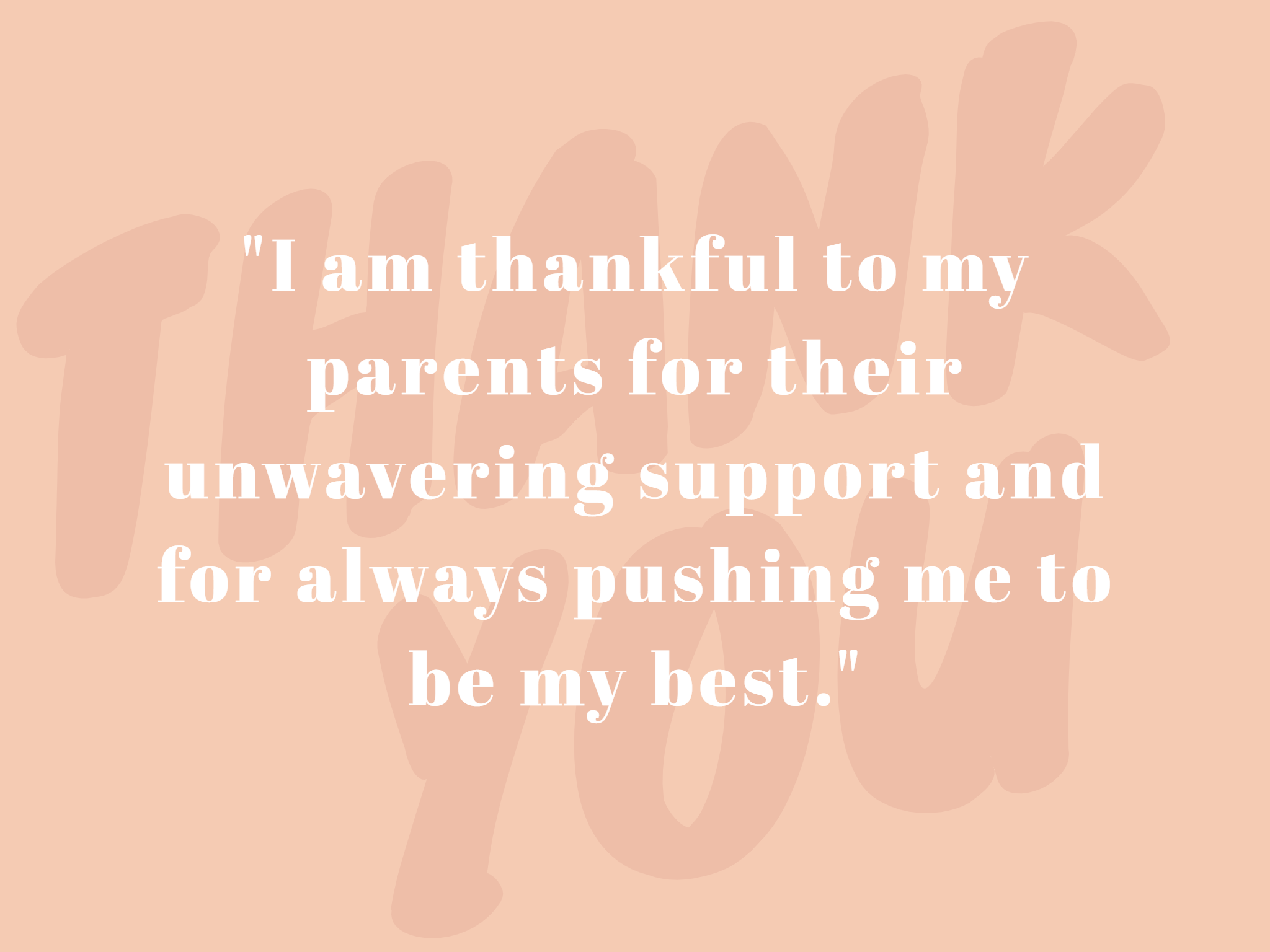 orange card with thankful parents quote