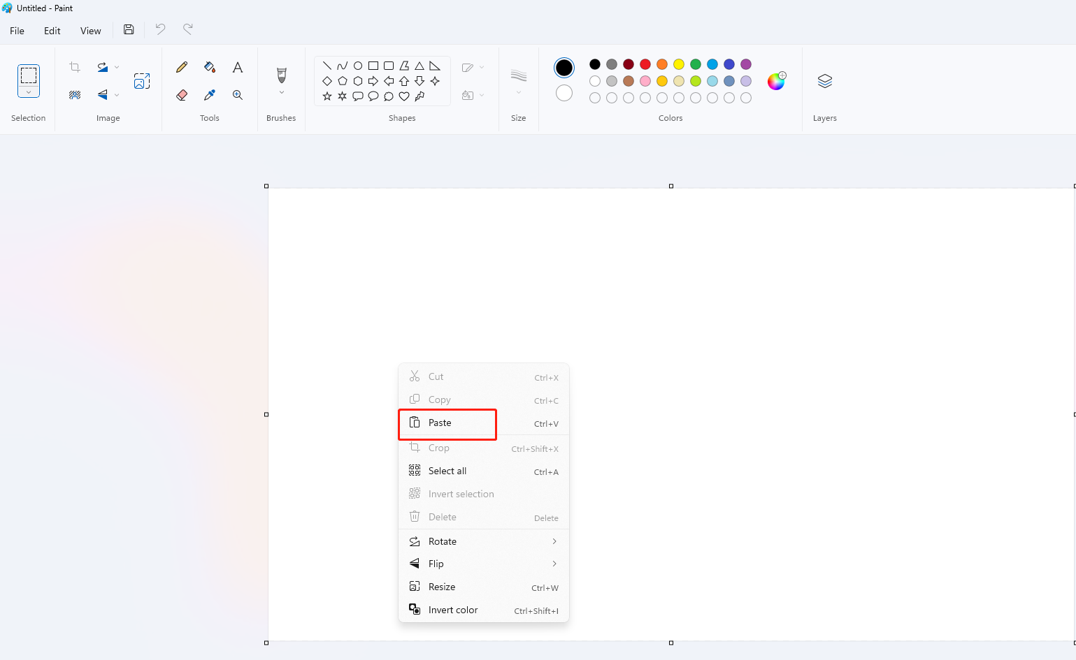 paste the screenshot to the canvas of paint app