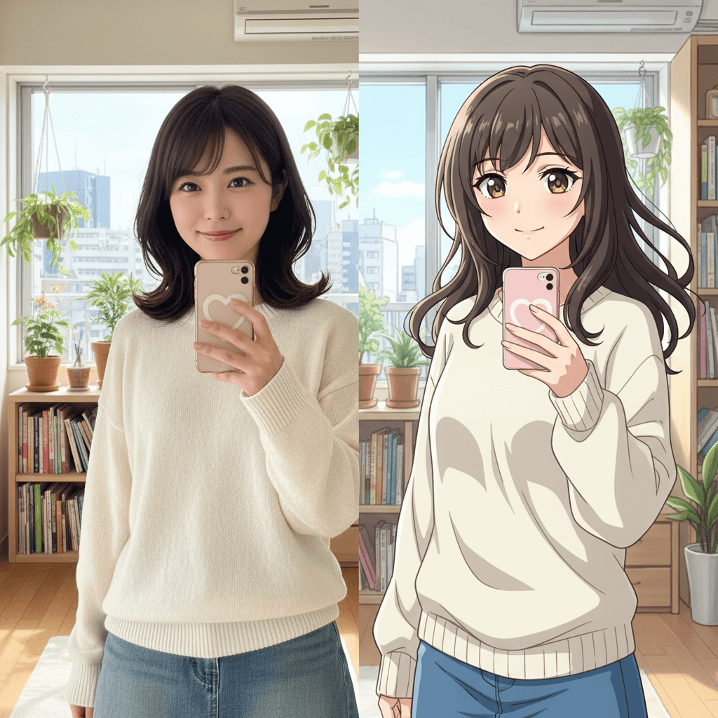 顔写真イラスト化アプリfotorで変換した実例