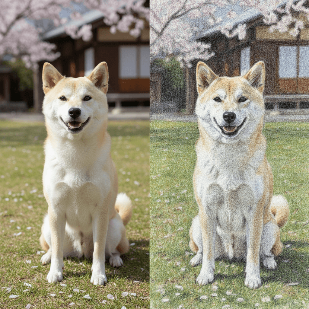 犬の写真をイラストにするアプリfotorで柴犬を変換