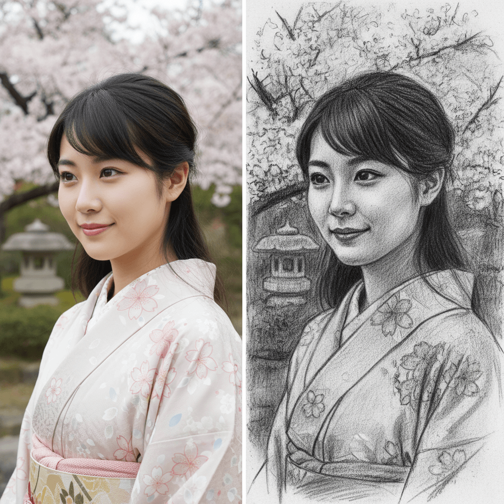 写真を白黒イラストにするアプリ無料fotorで変換した例