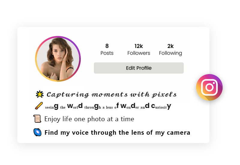 photography bio for instagram girls