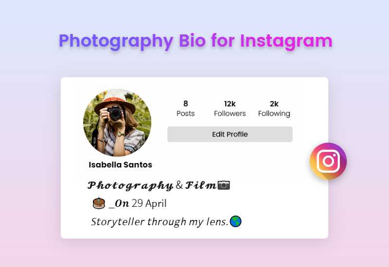 photography bio for instagram ideas