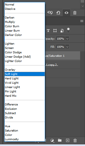use Photoshop blend mode to adjust the lighting of hair