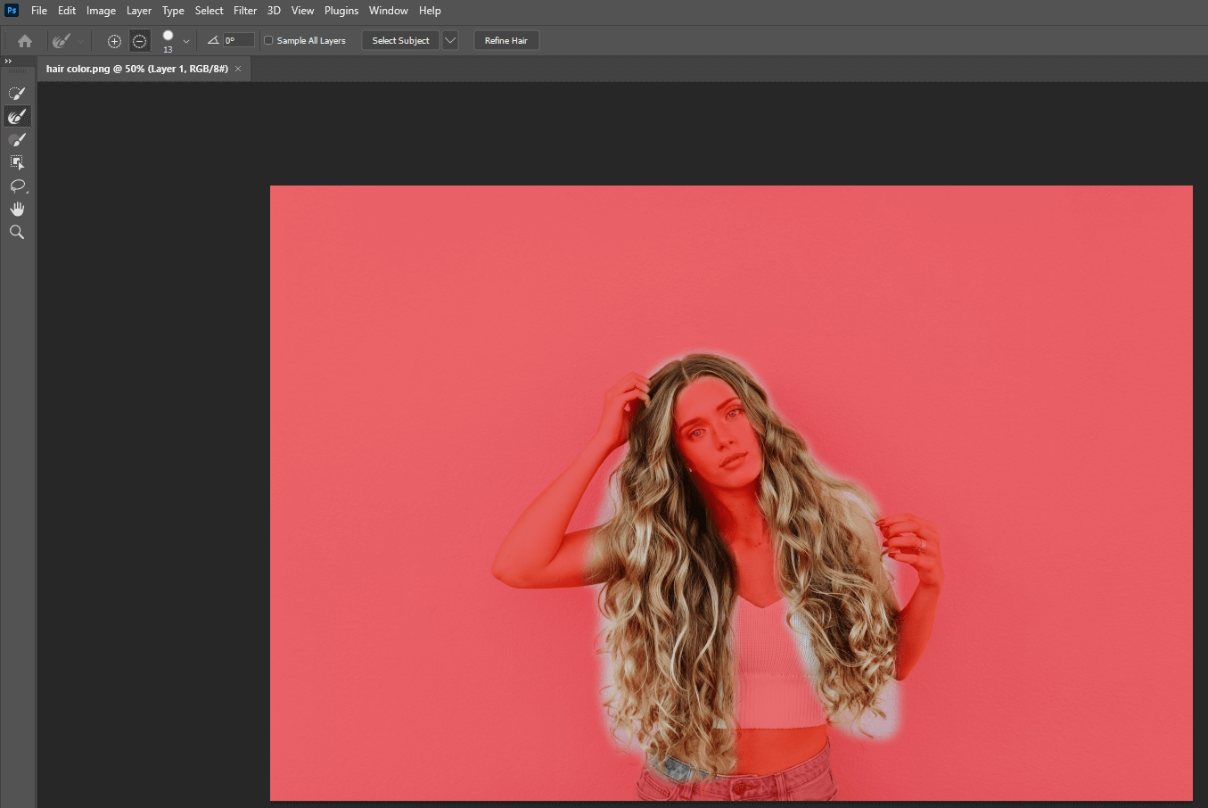 Use Photoshop Brush Tool to further select the hair