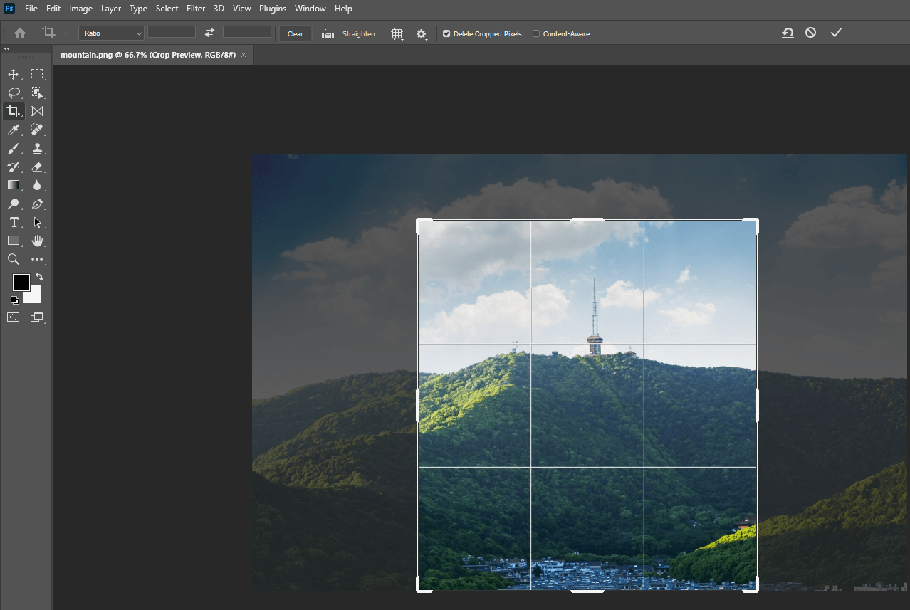 Use Crop Tool to crop an image in Photoshop