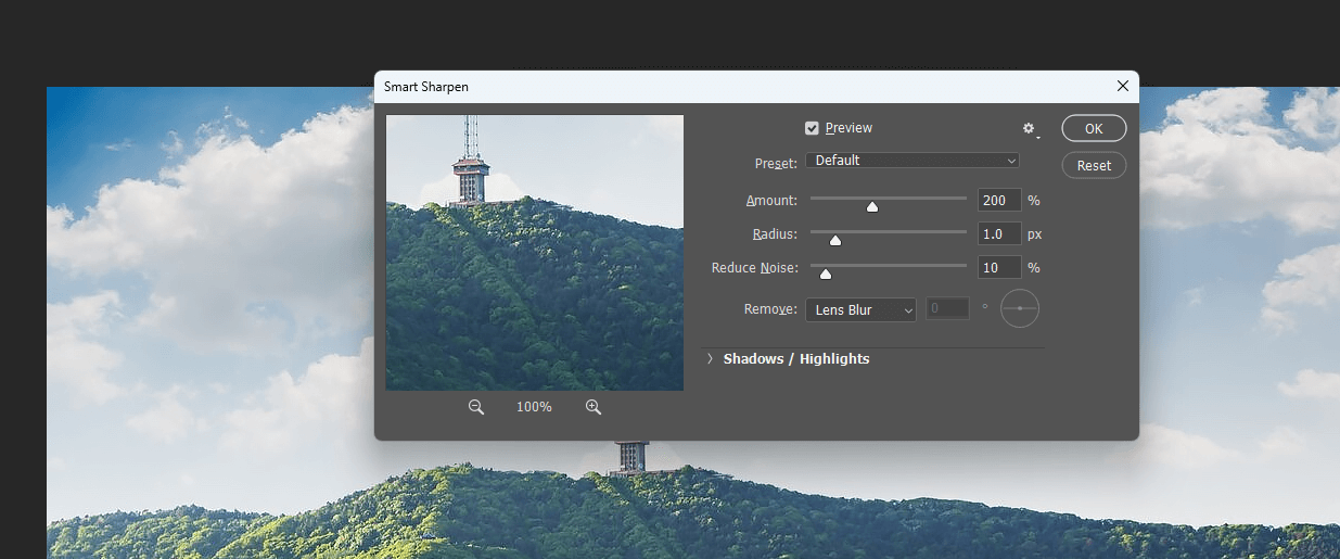 Use Smart Sharpen to edit a photo in Photoshop