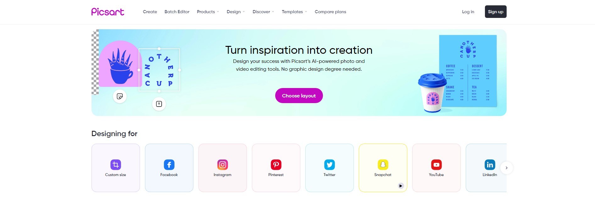 picsart photo editor homepage