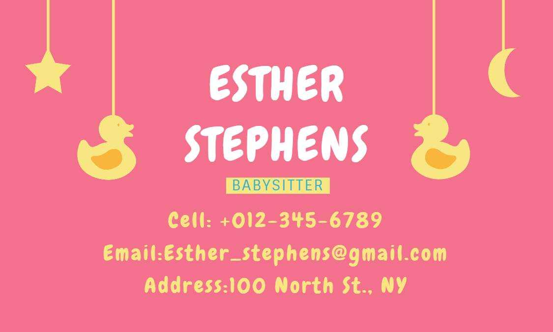 pink cute business card