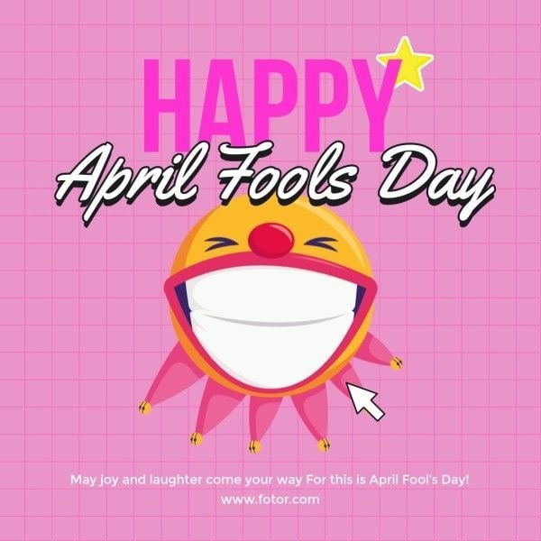 Pink Smiley Illustration April Fools' Day