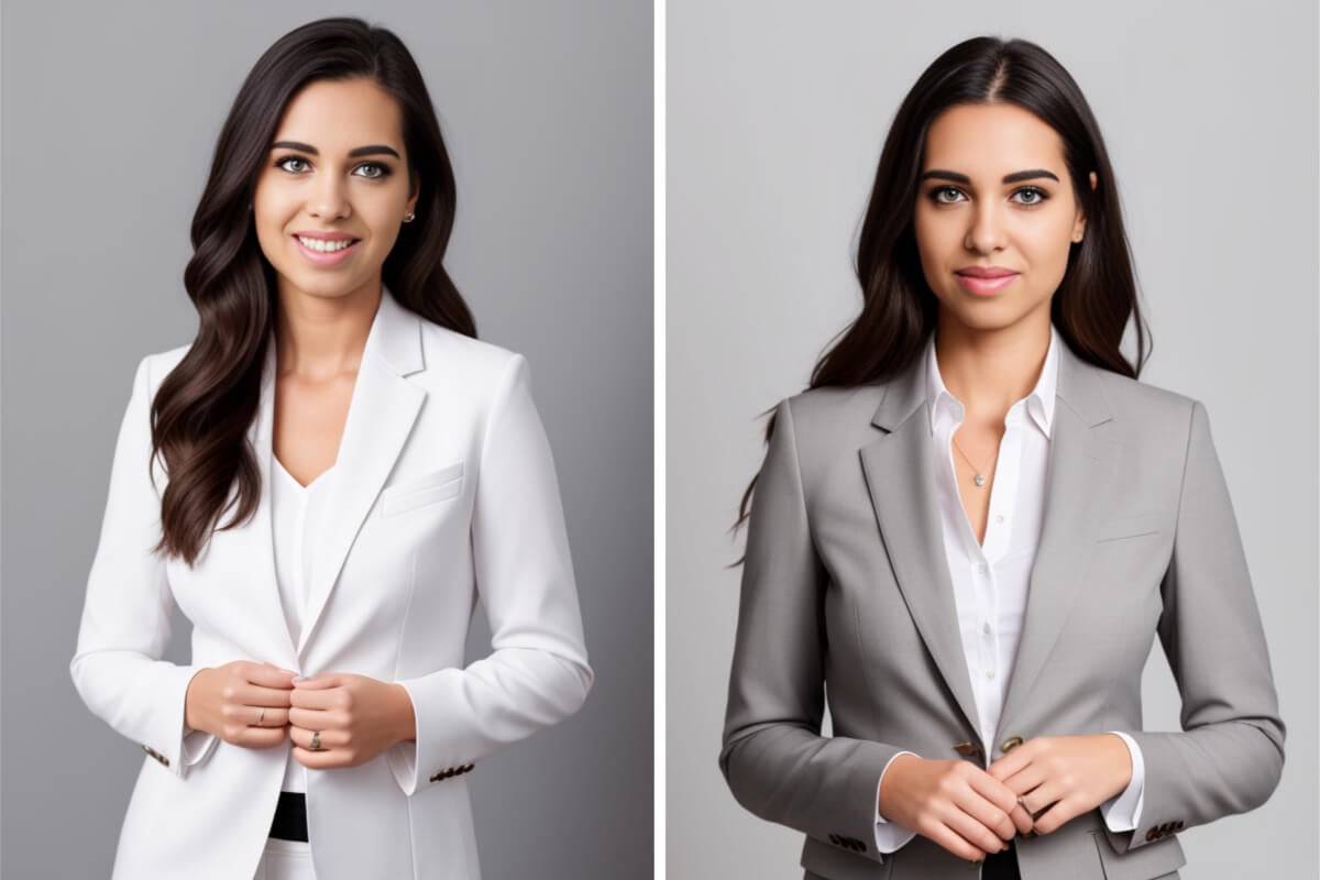 professional headshots of a business woman in formal suit