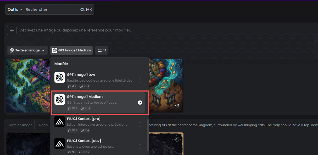 Saisissez vos prompts pour décrire vos idées de retouche photo