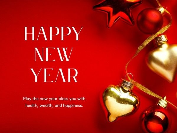 Red Festive Happy New Year Celebration Card