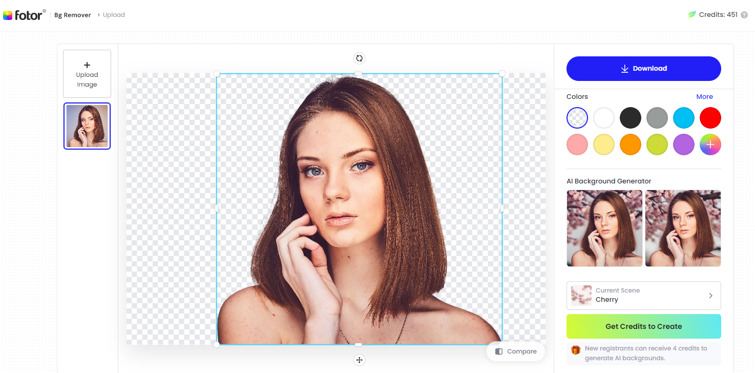 remove a background from a female portrait with Fotor's background remover