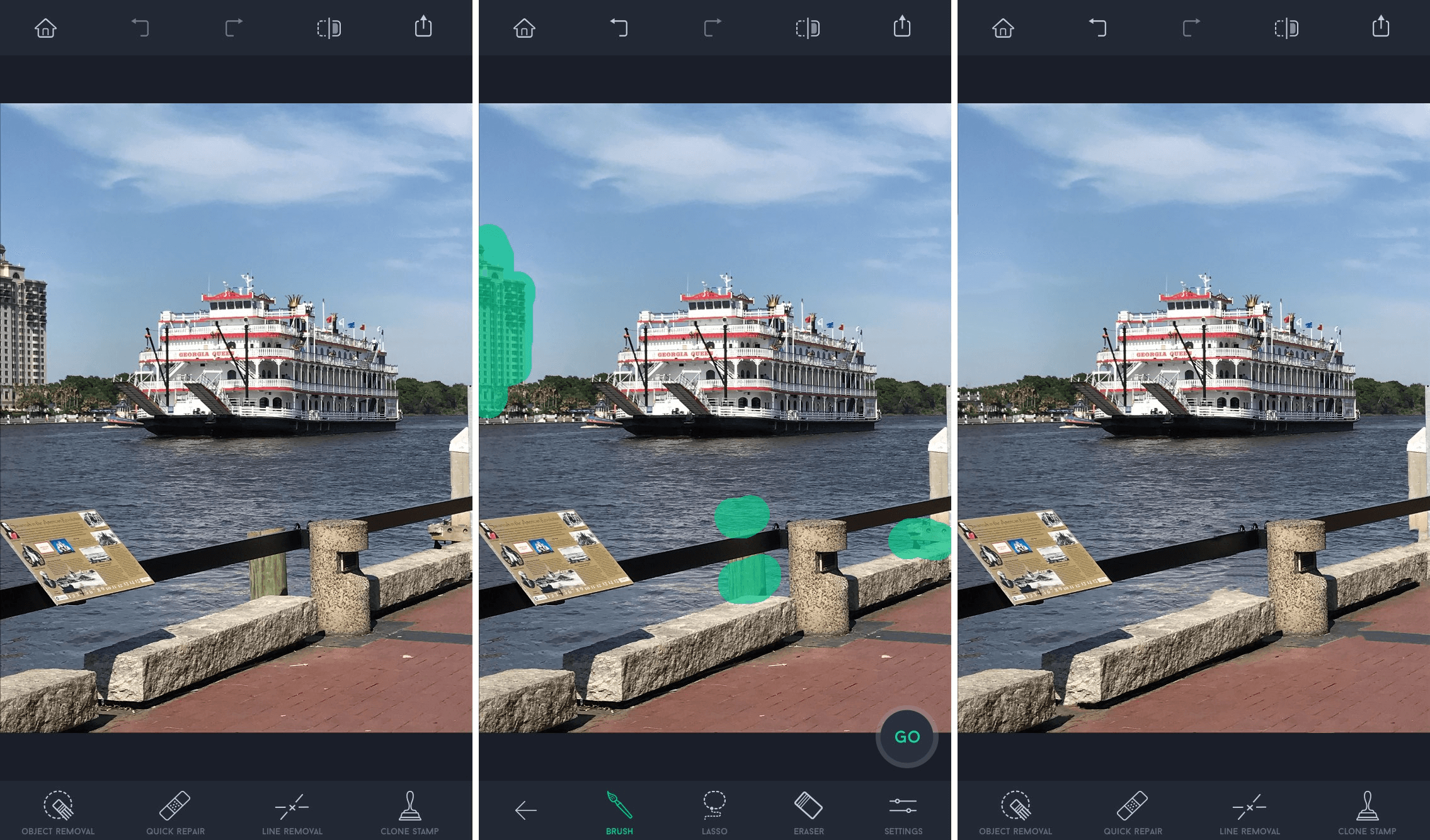 remove a building and objects from a photo with touchretouch app