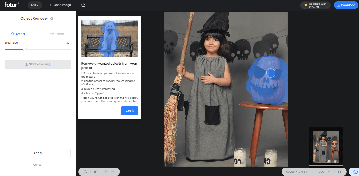 remove a pumpkin from a photo with fotor's object remover