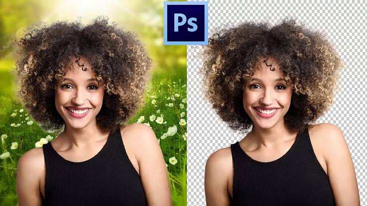 remove background of a curly hair smiling girl with photoshop