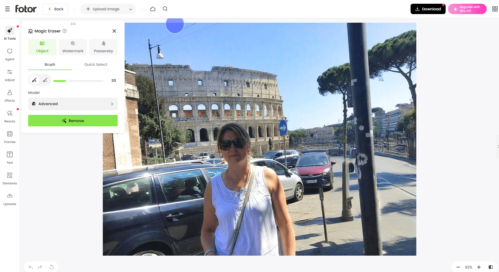 erase the distractions from a travel photo to make it more professional in fotor