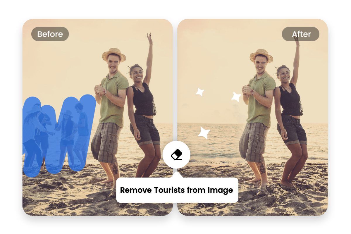 remove tourists from images using fotor
