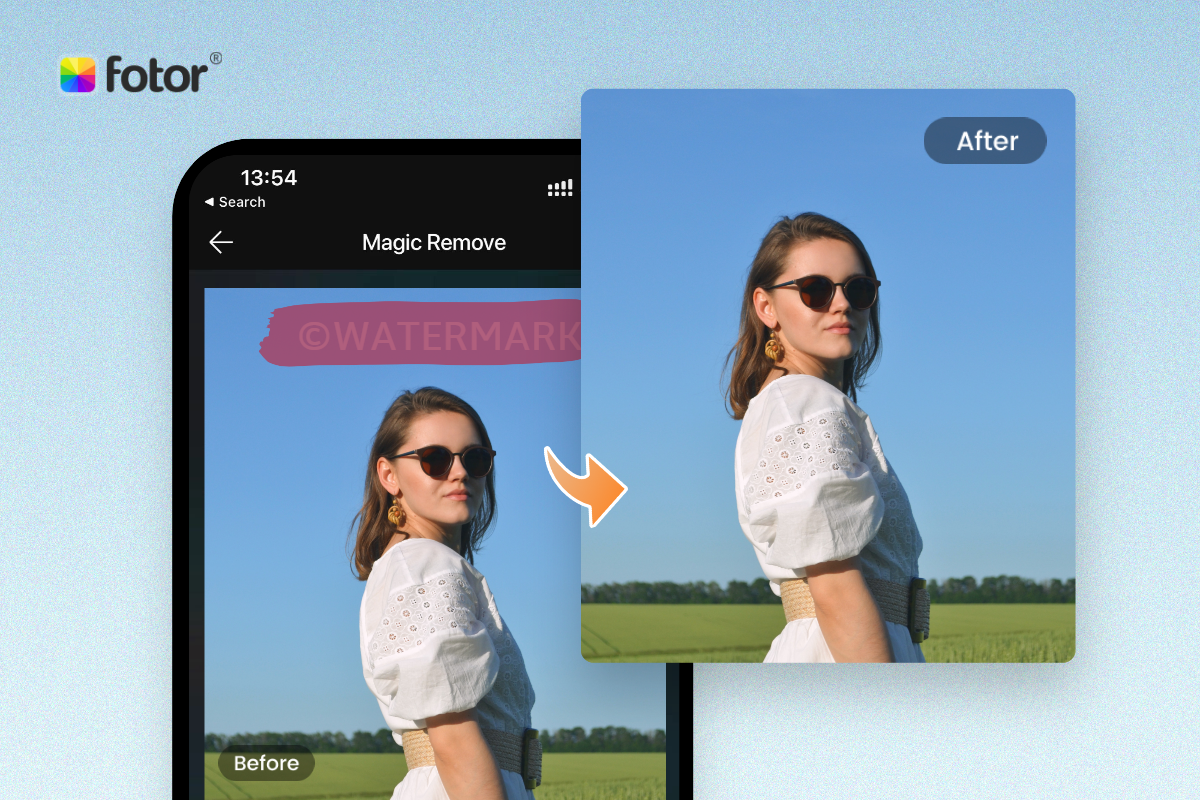 remove watermark of female image with fotor watermark remover app