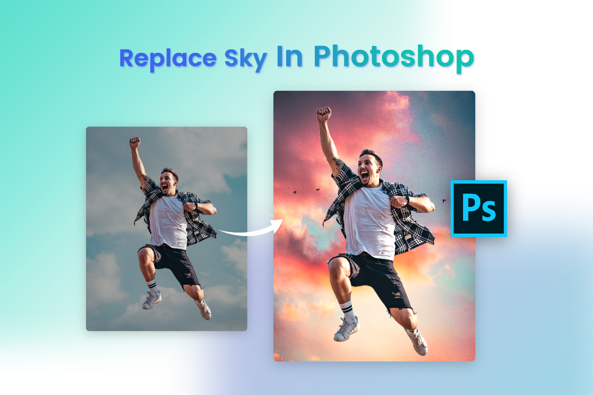 replace sky of man image in photoshop cover