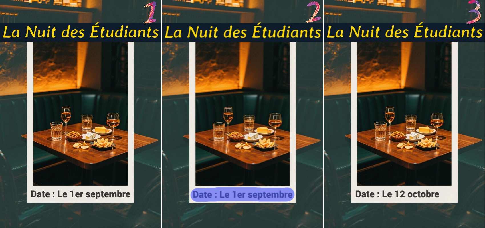 retirer le texte d'une image pour modifier la date d'une soirée étudiante