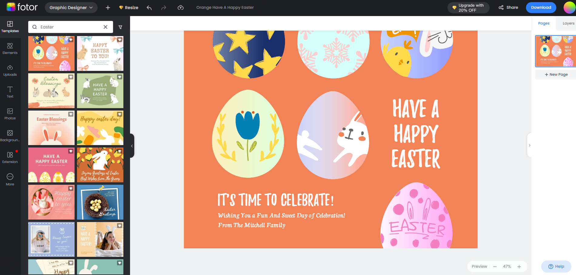 select a template and make an easter card with fotor easter card maker