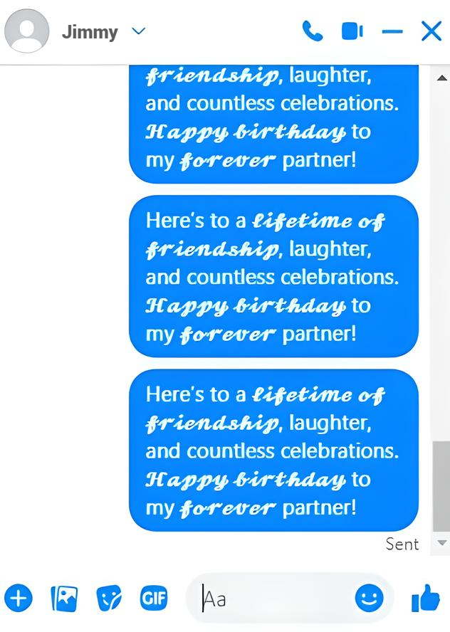 send birthday wishes with bold text in facebook message